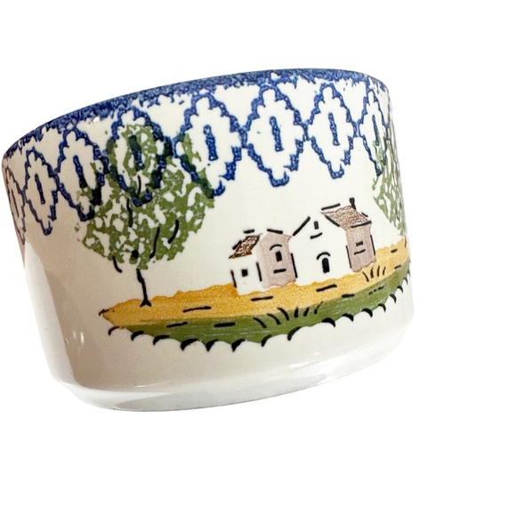 SAINT CLEMENT Luneville Art Pottery Mug with SaucerSet of 4 Handpainted France - Picture 3 of 8